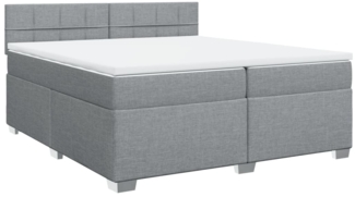 vidaXL Boxspringbett mit Matratze Hellgrau 200x200 cm Stoff 3285995
