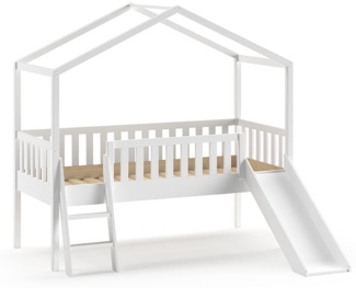 Hausbett mit Rutsche Kapua 209x192x202 Massivholz Weiß
