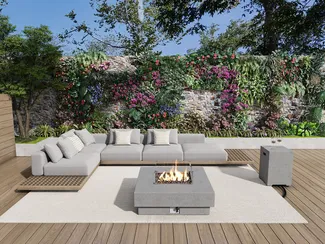 Vente-unique - SEROZA Heizstrahler SteinKeramik Grau - B 106,6 cm x H 52,4 cm x L 106,6 cm