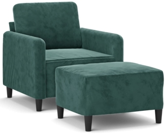 vidaXL Sessel mit Hocker Dunkelgrün 60 cm Samt 3201166