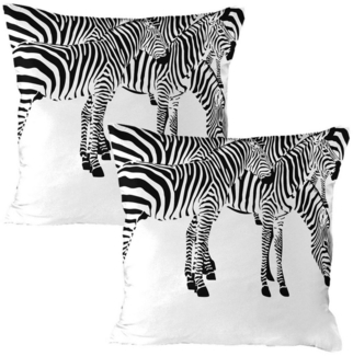 Abakuhaus Kissenbezüge Dekorativer Standard Gedruckter Kissenbezug, (2 Stück), Safari wilde Zebras