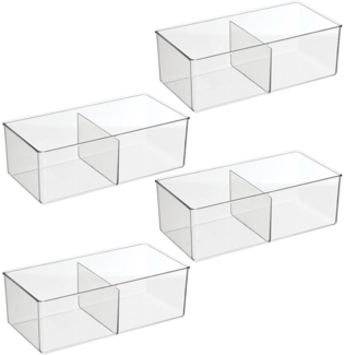 Aufbewahrungsbox mit 2 Fächern 4er Set Schrankbox mDesign transparent
