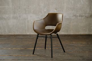 KAWOLA Stuhl ZAJA Esszimmerstuhl Kunstlederbezug Vintage dunkelbraun 82 x 59 x 57 cm