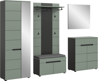Garderobenkombination inkl. Sitzkissen (B/H/T: 255x190x37 cm) in Smoke Green Nachbildung