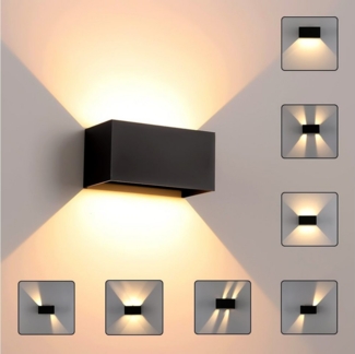 LETGOSPT Wandleuchte LED Wandlampe Innen/Außen Aluminium Wandleuchte Auf & ab Einstellbarer, LED fest integriert, warmweiß, 12W Quader LED Außenwandleuchte,IP65 Wasserdichte,für Hallen, Hotel