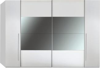 Kleiderschrank >Mega< in Weiß / Spiegel - 312x226x61cm (BxHxT)