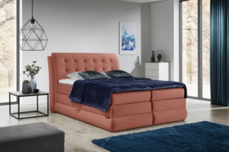 99rooms Sunshine Boxspringbett Velours 140x200 cm Korallenrot