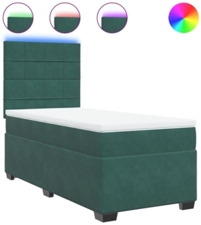 vidaXL Boxspringbett mit Matratze Dunkelgrün 90x190 cm Samt 3293089