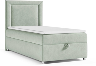 Best for Home Boxspringbett K3 SINGLE mit Bettkasten mit Lieferung, Aufbau & Entsorgung (Mintgrun 100x200)