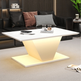 STILVORA Couchtisch mit LED-Beleuchtung,Sofatisch Wohnzimmertisch in Sonderform,Hochglanz (Wohnzimmertisch, Beistelltisch, 1-St, 100*50*46cm), hochglänzende Kaffeetish mit LED-Leuchten