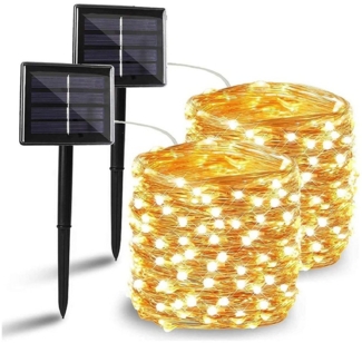 zggzerg LED-Lichterkette 2 Stück Solar Lichterkette Aussen, 100 LED/ 200 LED Lichterkette