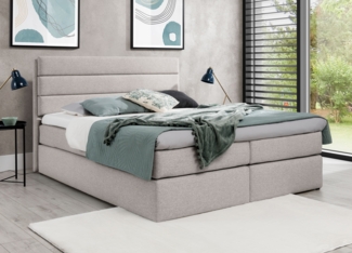 AX LIVING Boxspringbett 180x200 Beige Sequoio mit Matratze und Topper