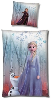 Frozen Eiskönigin Bettwäsche Set 135x200 80x80 cm Fleece Bettwäsche mit Anna und Elsa für den Winter mit Reißverschluss