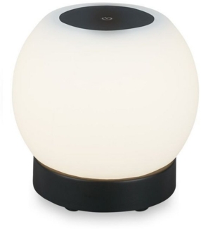 BRILONER - LED Tischlampe kabellos mit Touch, dimmbar in Stufen, Glasschirm, Nachttischlampe, Leselampe, LED lampe, Campinglampe, Tischleuchte, Akku Lampe, Outdoor Lampe, 15x16 cm, Schwarz