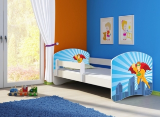 Clamaro Kinderbett (Kinderbett, Babybett 70x140, 80x160, 80x180cm Juniorbett, Kind, Motiv, Schublade CLAMARO)