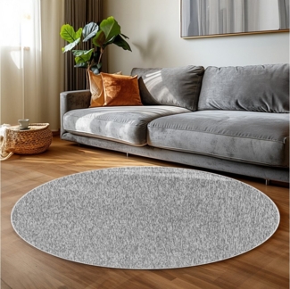 Carpettex Schlingenteppich Unicolor - Einfarbig, Rund, Höhe: 7 mm, Runder Schlingen Teppich Wohnzimmer Einfarbig Meliert Optik