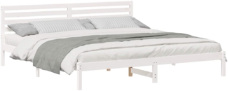vidaXL Bettrahmen mit Kopfteil Weiß 200 x 220 cm Massives Kiefernholz 872342