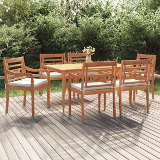 vidaXL 7-tlg. Garten-Essgruppe mit Kissen Massivholz Teak 3100790