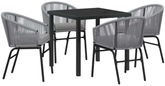 vidaXL Garten Essgruppe 5 pcs Grau Poly Rattan 3379360