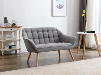 Vente-unique - Sofa 2-Sitzer - Stoff - Grau - CASERTA
