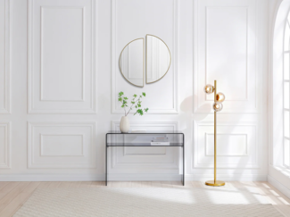 Vente-unique - Wandkonsole 1 Ablage - Sicherheitsglas - Anthrazit - STILEOS