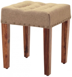 Hocker mit Bezug 40x45x40 aus Sheesham-Massivholz
