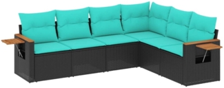 vidaXL 6-tlg. Garten-Sofagarnitur mit Kissen Schwarz Poly Rattan 3226841