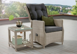Destiny Gartenlounge-Set CASA MERANO, (4-tlg, 1x Sessel, 1x Beistelltisch, inkl. Auflagen), Aluminium, Polyrattan