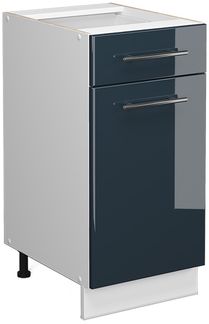 Küchenunterschrank Fame-Line Dunkelblau Hochglanz 40 cm ohne Arbeitsplatte Vicco