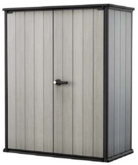 Keter Geräteschrank High Store Plus Gerätehaus, Duotec, Schuppen wetterfest, abschließbar, anstreichbar, 139,5 x 77,1x 170,4 cm
