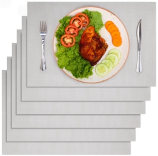 Belle Vous Platzset Belle Vous 6er Pack Grauer PVC-Tischsets - rutschfeste Tischsets, (6-St)