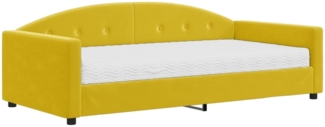 vidaXL Tagesbett mit Matratze Gelb 100x200 cm Samt 3197289