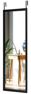 COSTWAY Wandspiegel Türspiegel Hängespiegel Ganzkörperspiegel mit höhenverstellbaren Hängehaken, Spiegel für Schlafzimmer, Wohnzimmer und Eingangsbereich 120x37 cm (Schwarz)