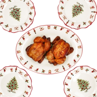 5tlg Lunch-Set Maestro Natale 4 Personen Speiseteller Servierplatte Weihnachten