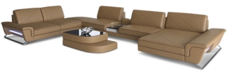 Sofa Dreams 'Bari U XXL' Wohnlandschaft, Sandbeige / Braun, Kunstleder, 89 x 329 x 456 cm, Rechts