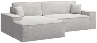 Selsey 'Farese New' Ecksofa mit Schlaffunktion, Chenille-Bezug in Grau-Beige, linksseitig, 85 x 267 x 167 cm