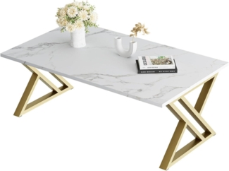 Moderner Couchtisch mit Metallrahmen, rechteckig, goldfarben, 100 x 40 x 45 cm