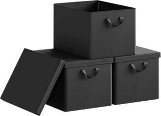 Woltu Aufbewahrungsbox (3 St, Set), mit Deckel, mit Griffen, faltbare Box für Kleidung Spielzeug