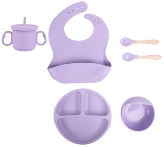 NATICY Kindergeschirr-Set Baby Geschirrset mit Saugnapf, Silikon Baby Essen Set mit Kinderteller