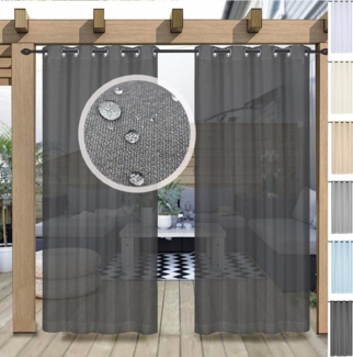 Jibenhome Gardine Wasserdicht Outdoor Vorhang mit Ösen Gardinen UV Schutz Transparent (2 St), Pavillon Vorhänge Outdoorvorhang Terrasse Wetterfest Terrasse Rasen