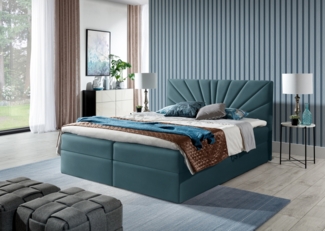 99rooms Lazzaro Boxspringbett Velours JASMINE Türkis 120x200 cm