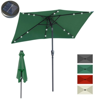 Clanmacy Ampelschirm 210x140 cm Aluminum Sonnenschirm Rechteckig Marktschirm mit LED Grün