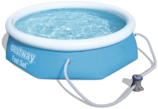 BESTWAY Fast Set Pool Rund Swimmingpool mit Filterpumpe Filter 244x66 cm