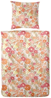 Primera Perkal Bettwäsche 155x220 Blumenwiese Flowerpower pink orange 133050-72