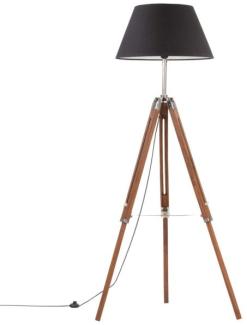 vidaXL Stativlampe Honigbraun und Schwarz Teak Massivholz 141 cm 288079