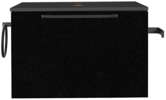 Puluomis Waschbeckenunterschrank ohne Waschbecken 60cm mit 1 Handtuchring 1 Klopapierhalter (Badezimmerschrank 1 Tür, Badschrank aus MDF, Gäste WC) Schwarz, Braun