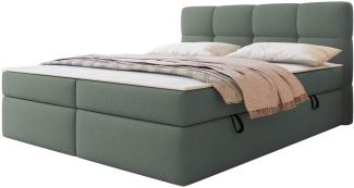 Mirjan24 Boxspringbett mit H3-Matratze und Topper Fogy , grün, 180x200 cm