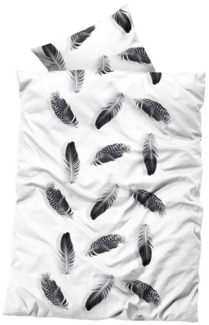 Buymax Bettwäsche Fleece Bettwäsche Winterbettwäsche Feder, Fleece, 3 teilig, 200x220 cm, Bettbezug Set, Weiß Schwarz