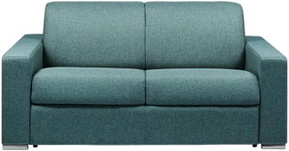 Vente-unique - Schlafsofa mit Matratze 2-Sitzer Stoff - Blau - Liegfläche mit Lattenrost: 120 cm - Matratzenhöhe: 14 cm mit Memory Schaum - CALITO