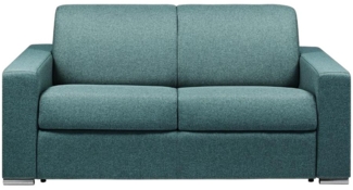 Vente-unique - Schlafsofa mit Matratze 2-Sitzer Stoff - Blau - Liegfläche mit Lattenrost: 120 cm - Matratzenhöhe: 14 cm mit Memory Schaum - CALITO